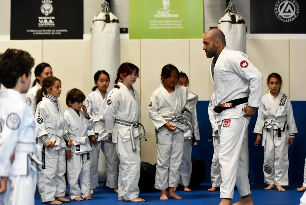 Kids training with instructor